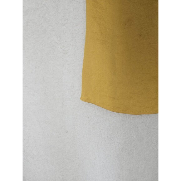 Express Women Top Small Yellow Chiffon Blend Sleeveless 1/4 Zip Tank Blouse - Picture 4 of 16